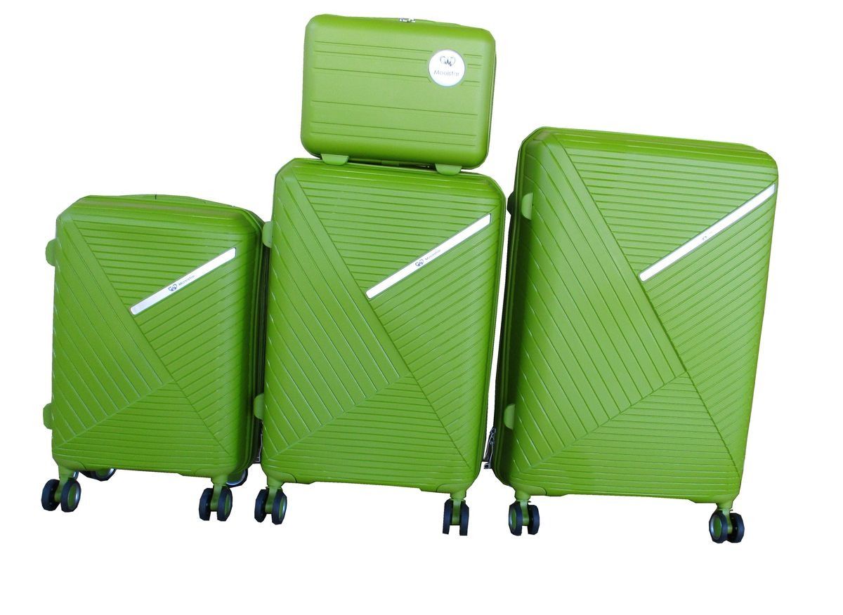 SMTE - Polypropylene Modern Geometric with Vanity Case Spinner Wheels Luggage Set4PieceLight Green
