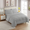 SMTE - 5-piece Plain Comforter Set Light Grey