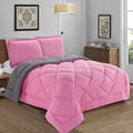 SMTE - 5-Piece Comforter Set - Pink & Grey (King Size) - Double