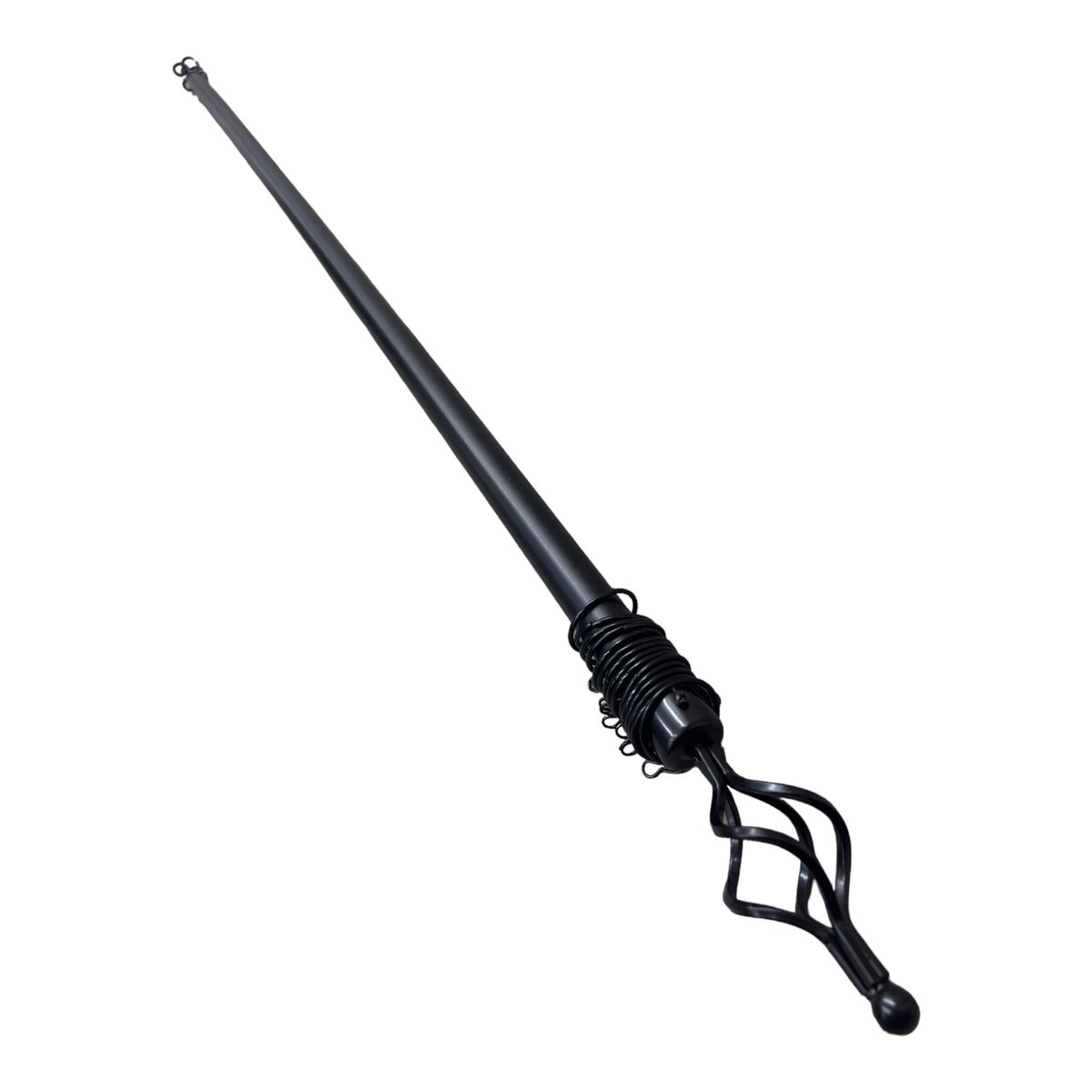SMTE - Black Expandable Curtain Single Rod with Twisted Cage Finial - 4m