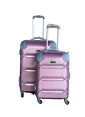 SMTE - Le Emporer Lightweight 2 Piece Luggage SetSuitcase with Corner ProtectorsSilver Pink