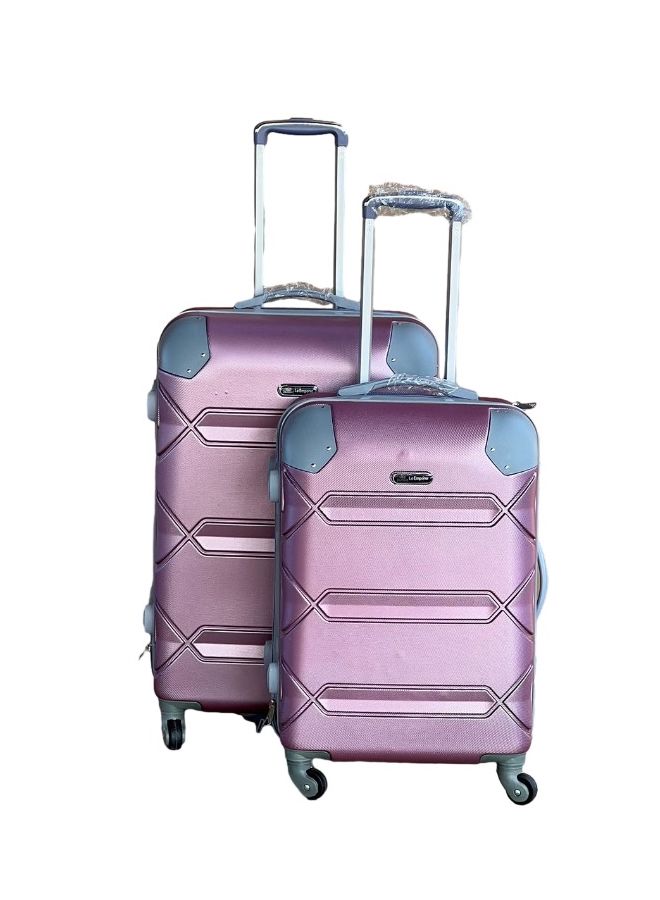 SMTE - Le Emporer Lightweight 2 Piece Luggage SetSuitcase with Corner ProtectorsSilver Pink