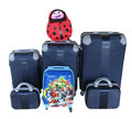 SMTE - ABS Family Luggage 5Piece Set Navy, Kids Avengers case and Red Ladybug Bag