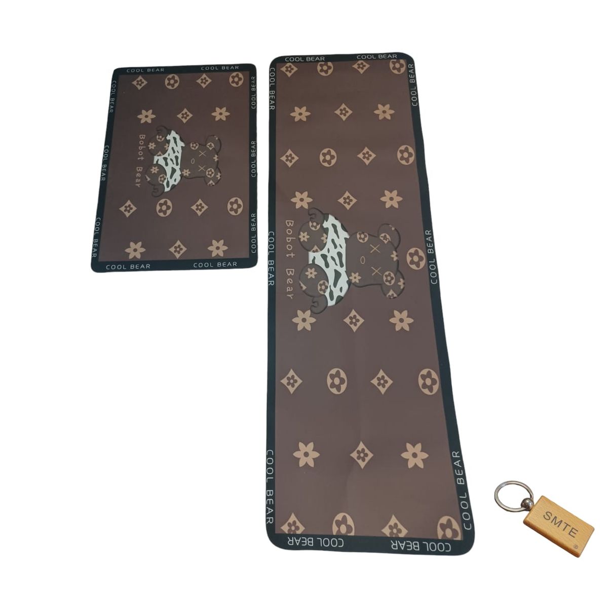 SMTE - Durable Rubber Bathroom Floor Mat & KeyringBrown