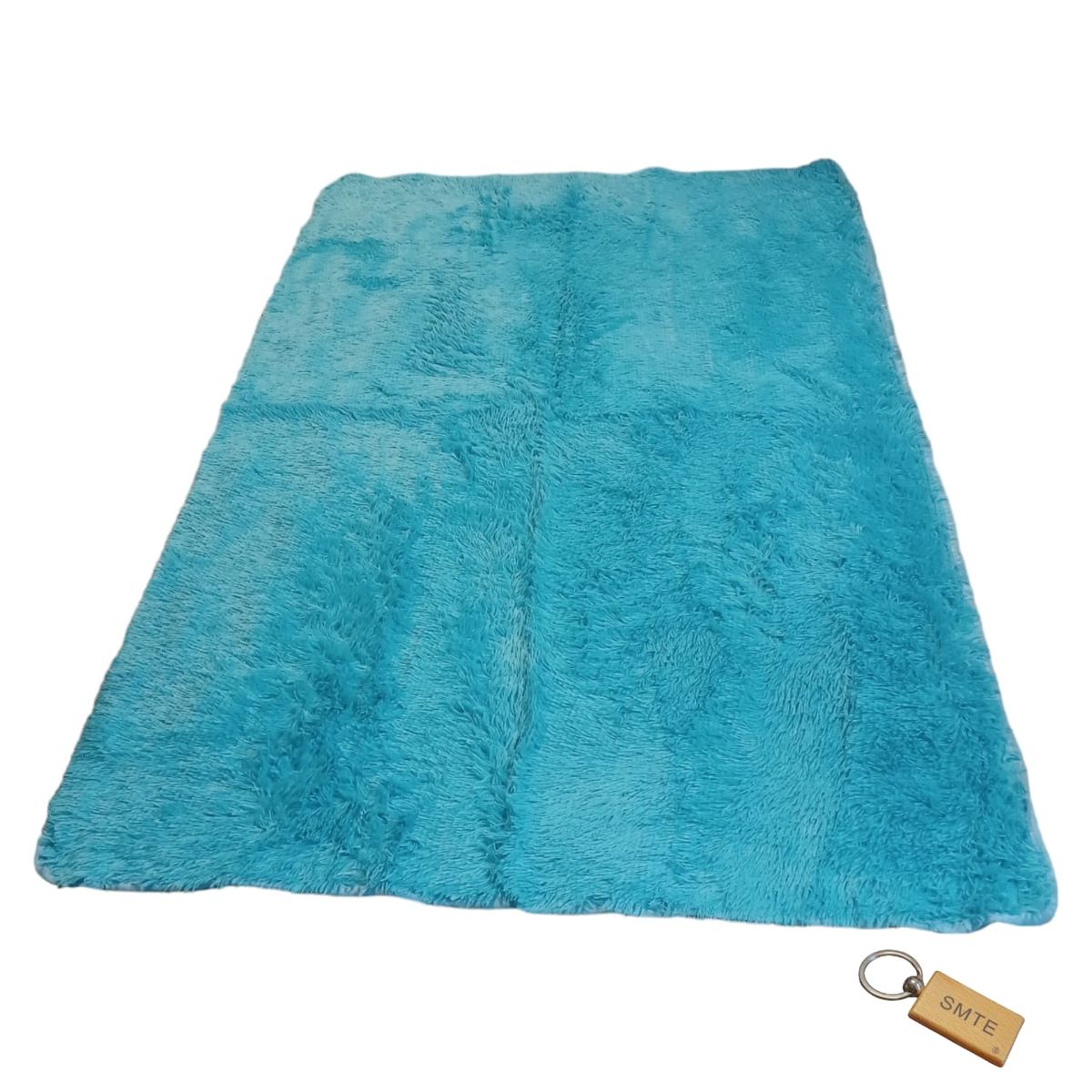 SMTE - Luxurious Fluffy Carpet: Softness and Style for Your Space with  KeyringLight Blue