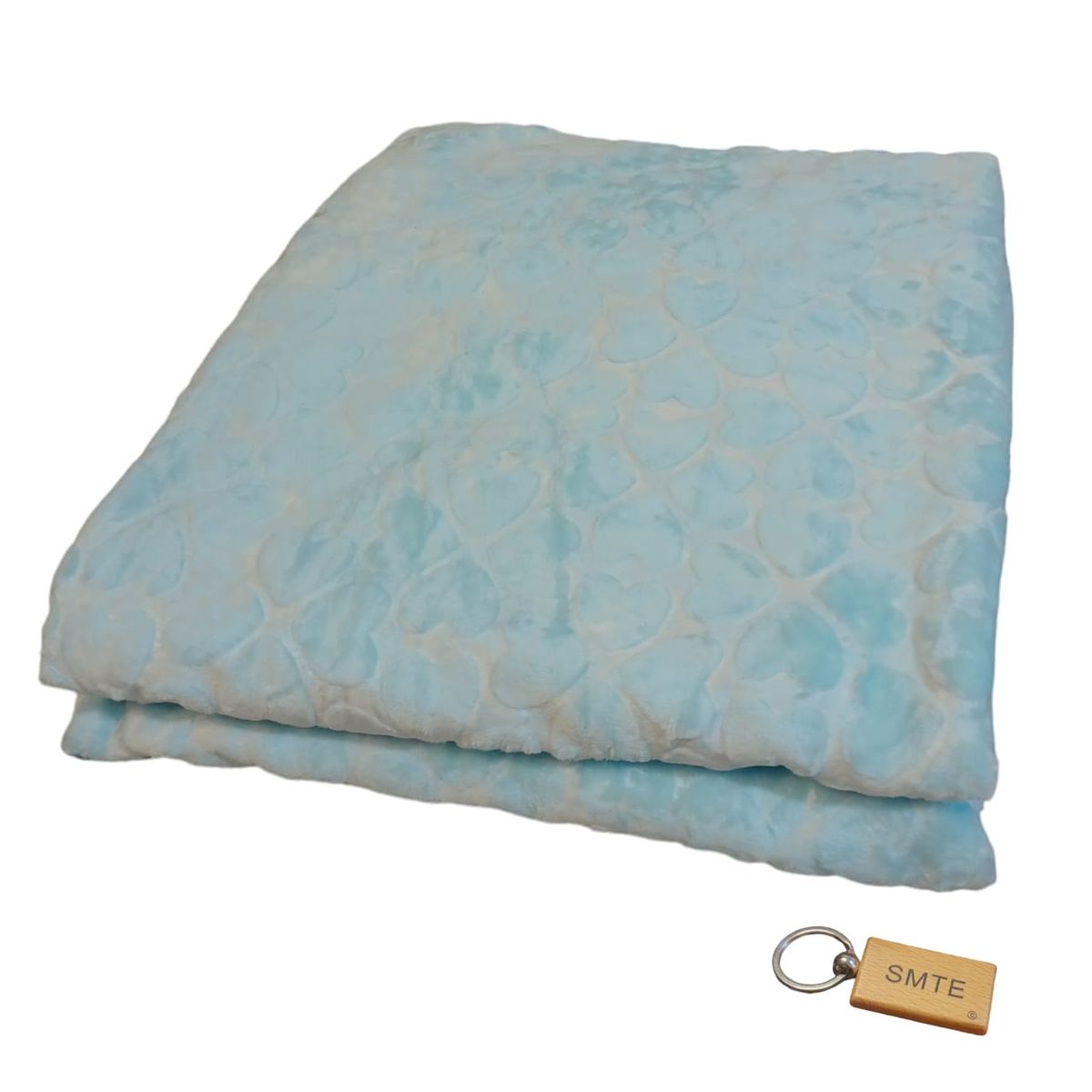 SMTE - Supreme Comfort Fleece Blanket: Cozy Warmth for Relaxation+ KeyringLight Blue