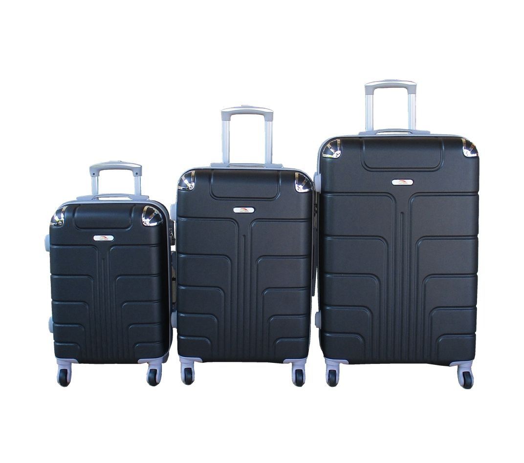 SMTE - Durable ABS Luggage SetSpinner Wheels and Builtin Locks, Black3Piece