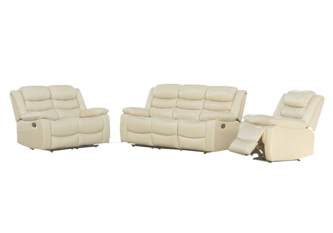SMTE - 6 Seat Recliner Sofa Chair Lounge Suite - Cream White