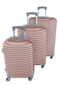 SMTE - Asa 3 Piece Quality Hard Outer Shell Ringletted Lightweight Luggage Set - Pink