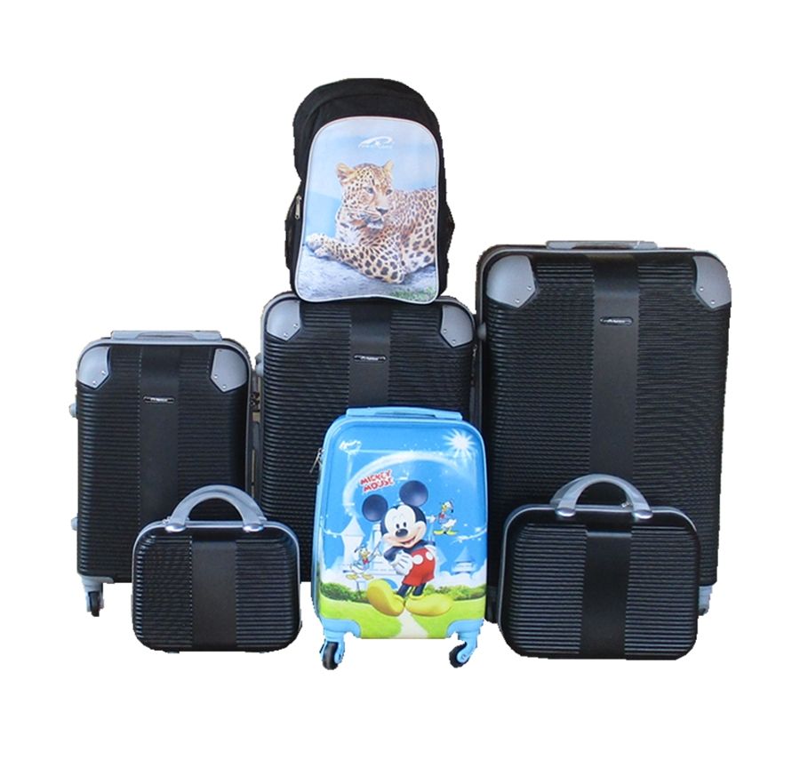 SMTE - 5Piece ABS Luggage Trolley Set with Spinner Wheels & Mickey Case