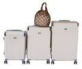 SMTE - 3Piece ABS Hard Shell Luggage Set with Spinner Wheels & Net BagCream