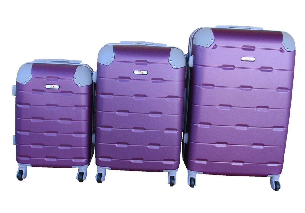SMTE - 3 Piece Hard Outer Shell Protected Luggage Set - (A-P) - Purple