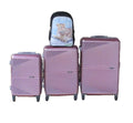 SMTE - Pink 3Piece ABS Luggage Set + Leopard Print Backpack