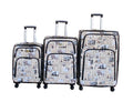 SMTE - 3Piece Vintage Newspaper Print Luggage Set, Telescoping Handles