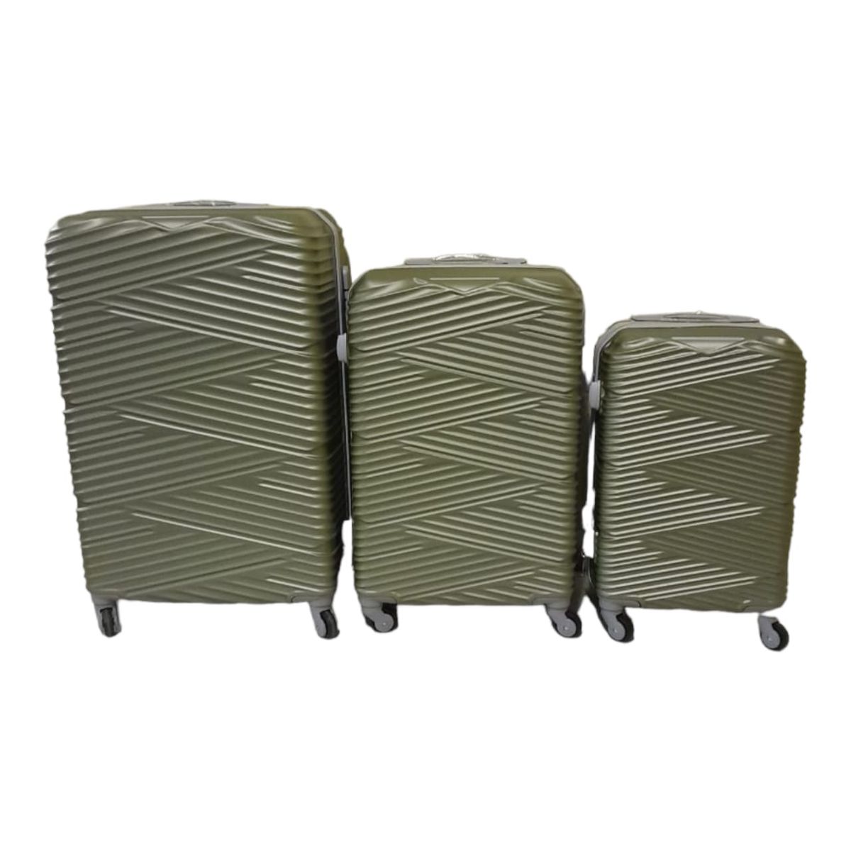 SMTE - Quad Wheel Quality Travel Ware - 3 Piece Luggage Set - S-7-W - Army Green