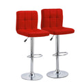 SMTE - Soft Leather Bar StoolsKitchen Counter ChairsSet of 2Red