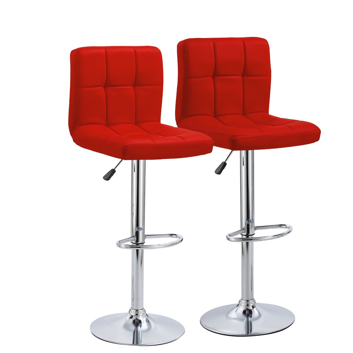 SMTE - Soft Leather Bar StoolsKitchen Counter ChairsSet of 2Red
