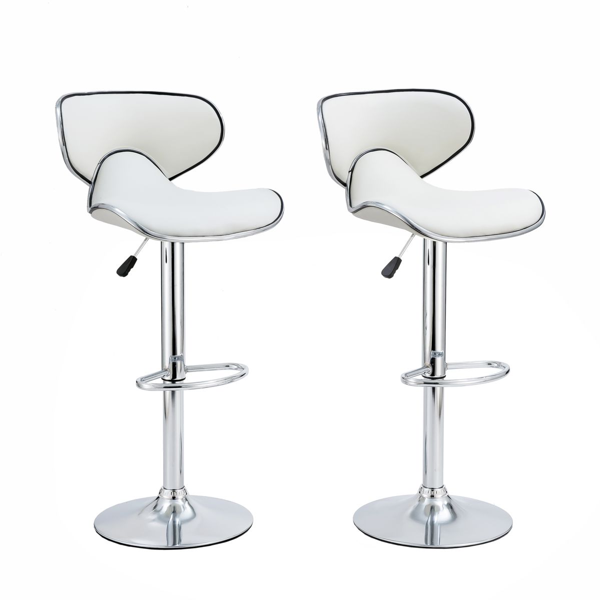 SMTE - Lilly PVC Bar Stool 2 in 1 Set - White