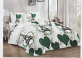 SMTE - Bedspread Set 5 Piece Microfiber - F14 - D6 - (Green & White) - Double
