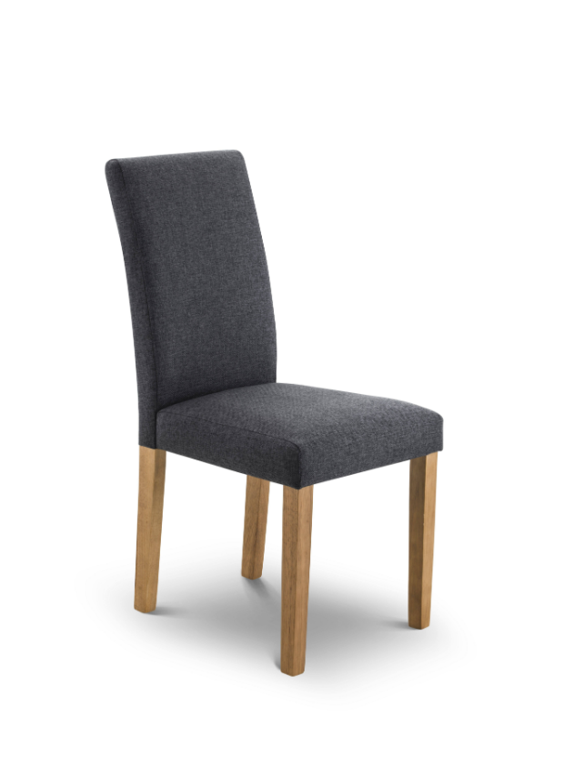 SMTE - Polyester Dining Chair High Back with Solid Wood Oak effect Legs - Grey