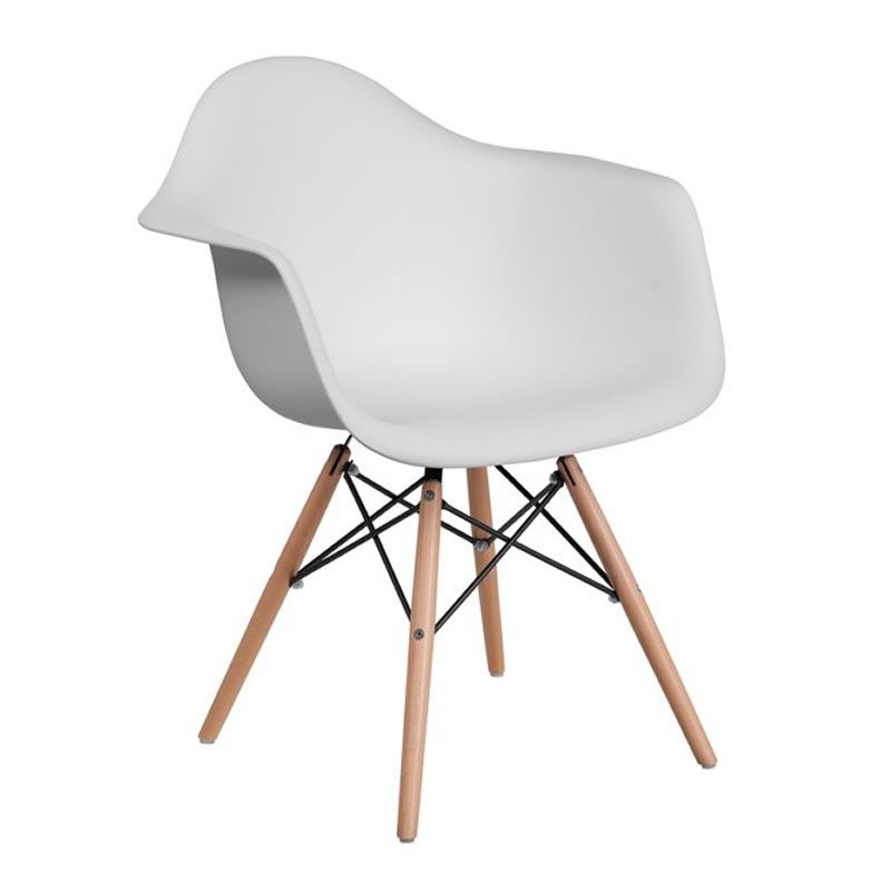 SMTE - Modern Molded Shell Lounge Plastic Arm Chair - White