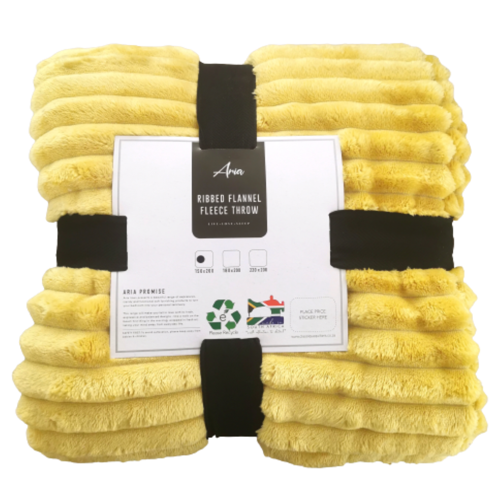 SMTE - Ribbed Flannel Fleece Throw - 180x200cm - Yellow