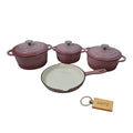 SMTE - Premium 7Piece Cast Iron Cookware Set+  KeychainHelioTrope Pink