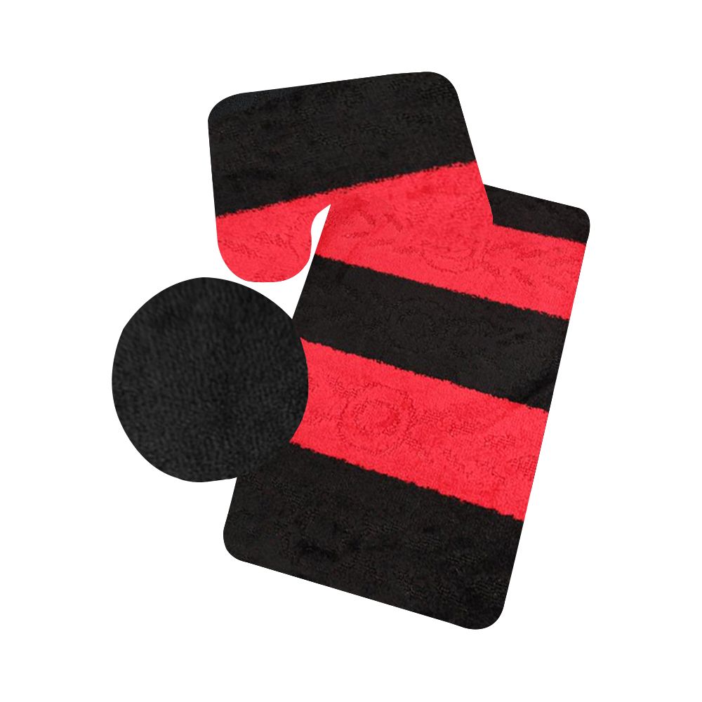 SMTE - Stunning 3 Piece Anti-Slip Soft Foam Bathroom Set - Black Red