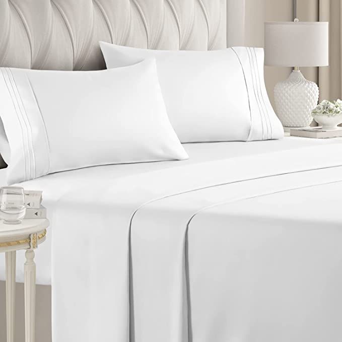 SMTE - 4 Piece Fitted Flat Sheet. - White