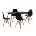 SMTE - 5 In 1 Perla Rectangular Dining Table and Chairs Set - Black