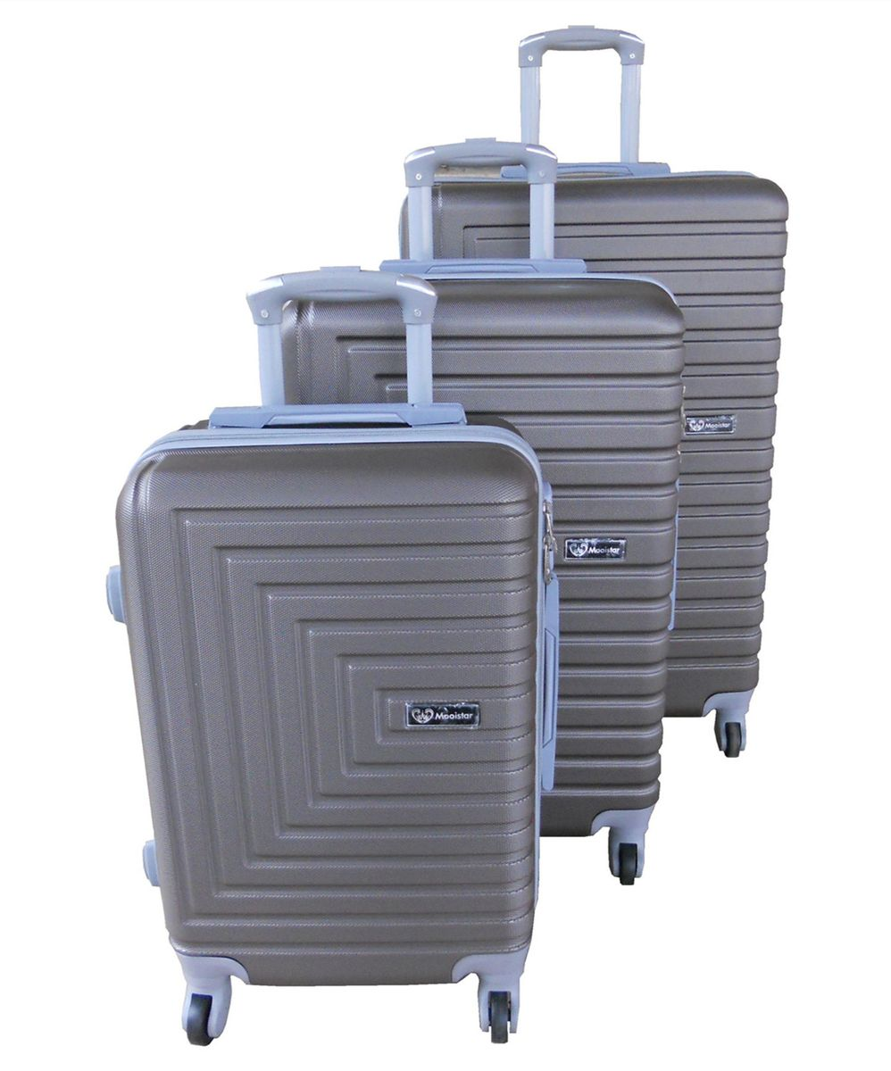 SMTE - Mooistar 3 Piece ABS Hardshell Spinner Luggage SetMetallic Brown/Champagne