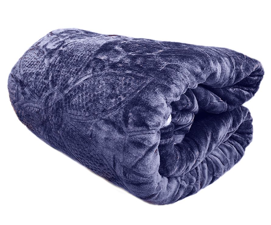 SMTE - Heavy Quality Super Soft Mink & Embossed Blanket - dark Grey