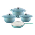 SMTE - Dutch Pot Cookware Set Cast Iron - 7 Piece - Sky Blue