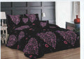 SMTE - Bedspread Set 5 Piece Microfiber - F14 - D7 - (Black & Purple) - Queen
