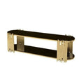 SMTE - Black Glass Top and a Titanium Golden Stainless Steel Base TV Stand