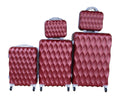SMTE - Durable ABS 5Piece Luggage Set with Spinner Wheels, Red & Silver Accents