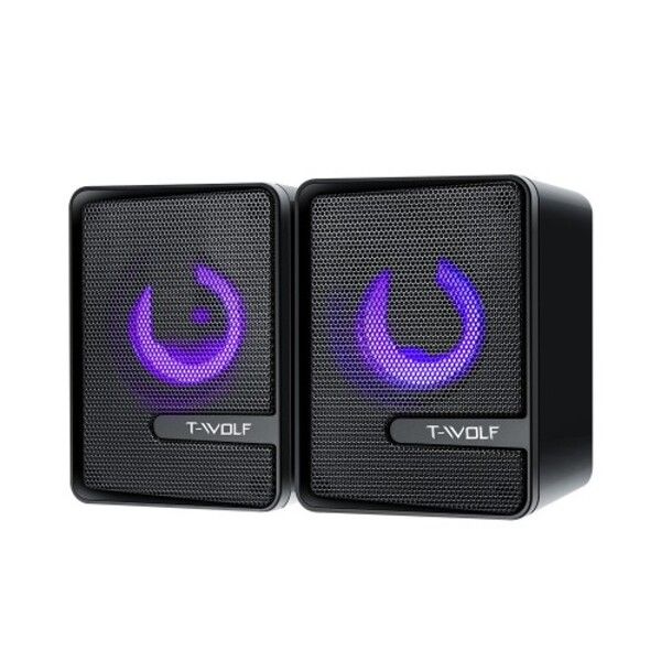SMTE - T-WolF S3 RGB Gaming Speakers Wired Dual Computer Colorful Bass LoudSpeaker