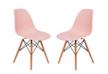 SMTE - Modern Perla Dusty Pink Wooden Leg Chair - 2 Piece
