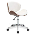 SMTE - Ergonomic U-type Backrest Wood 360° Swivel Office Chair With Gas lift - White