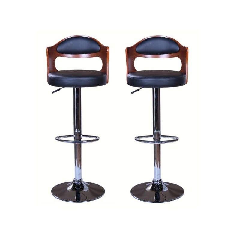 SMTE - 2 Piece 360°swivel Modern Design Bar Stools - Black, Brown