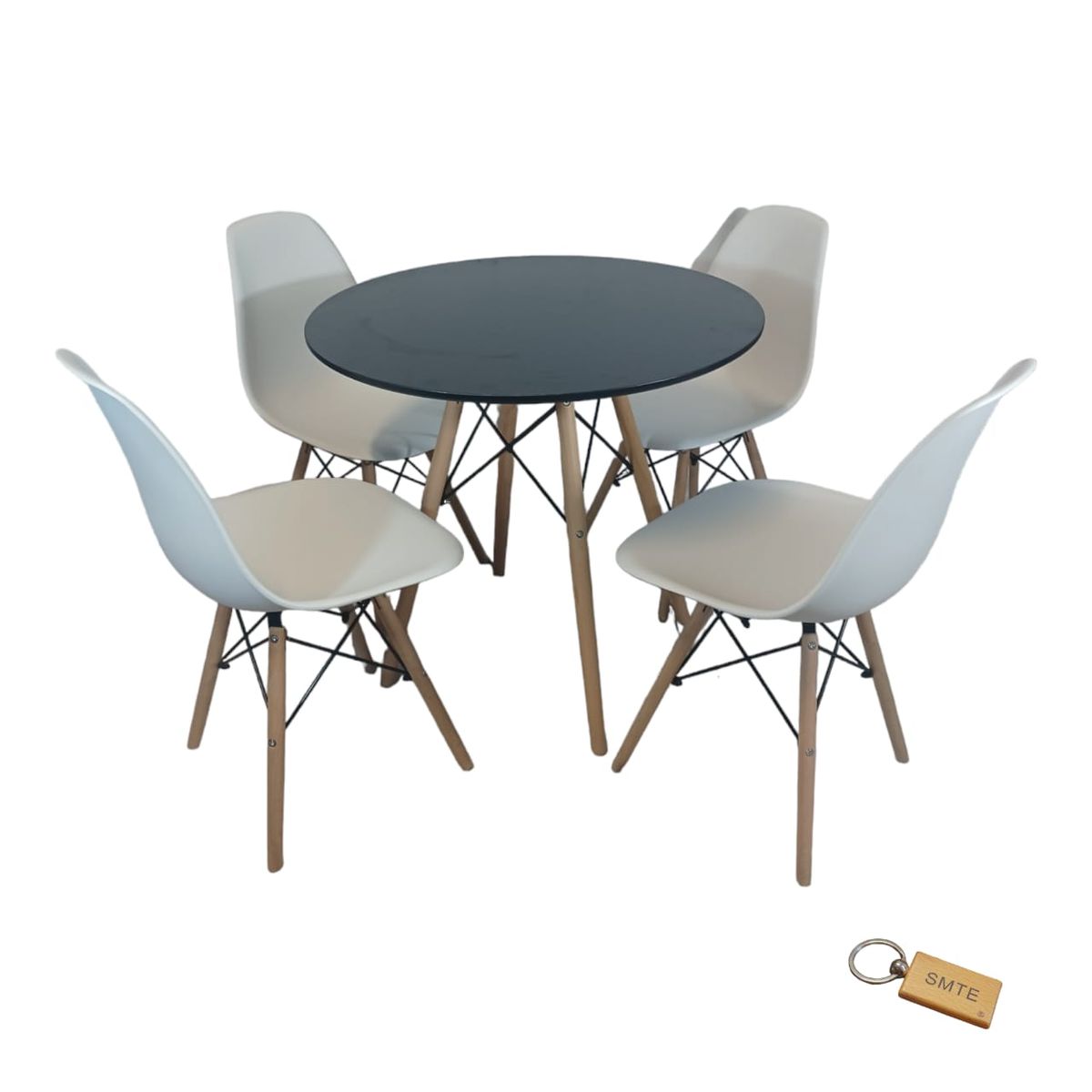 SMTE - White Chair with Black table with  KeychainSet With 4