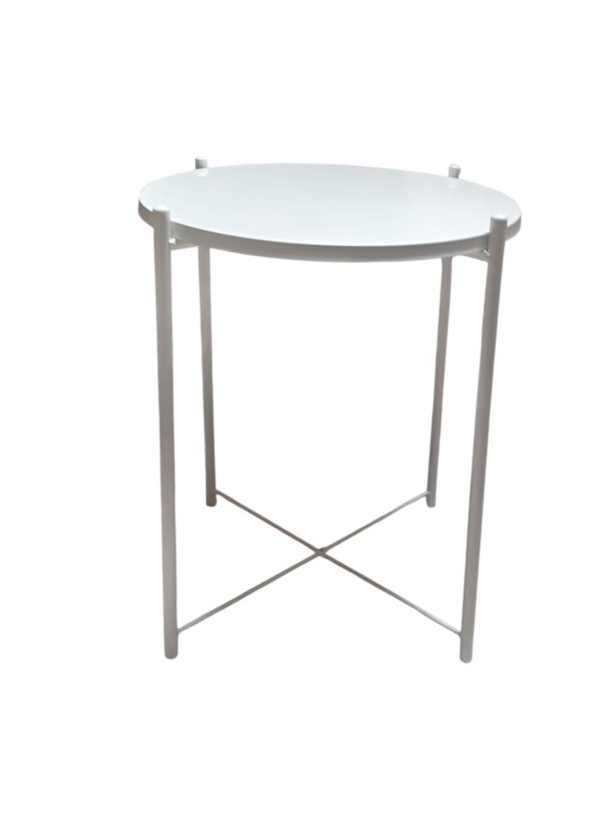 SMTE - 1Tier Round White Metro Coffee Tray Table