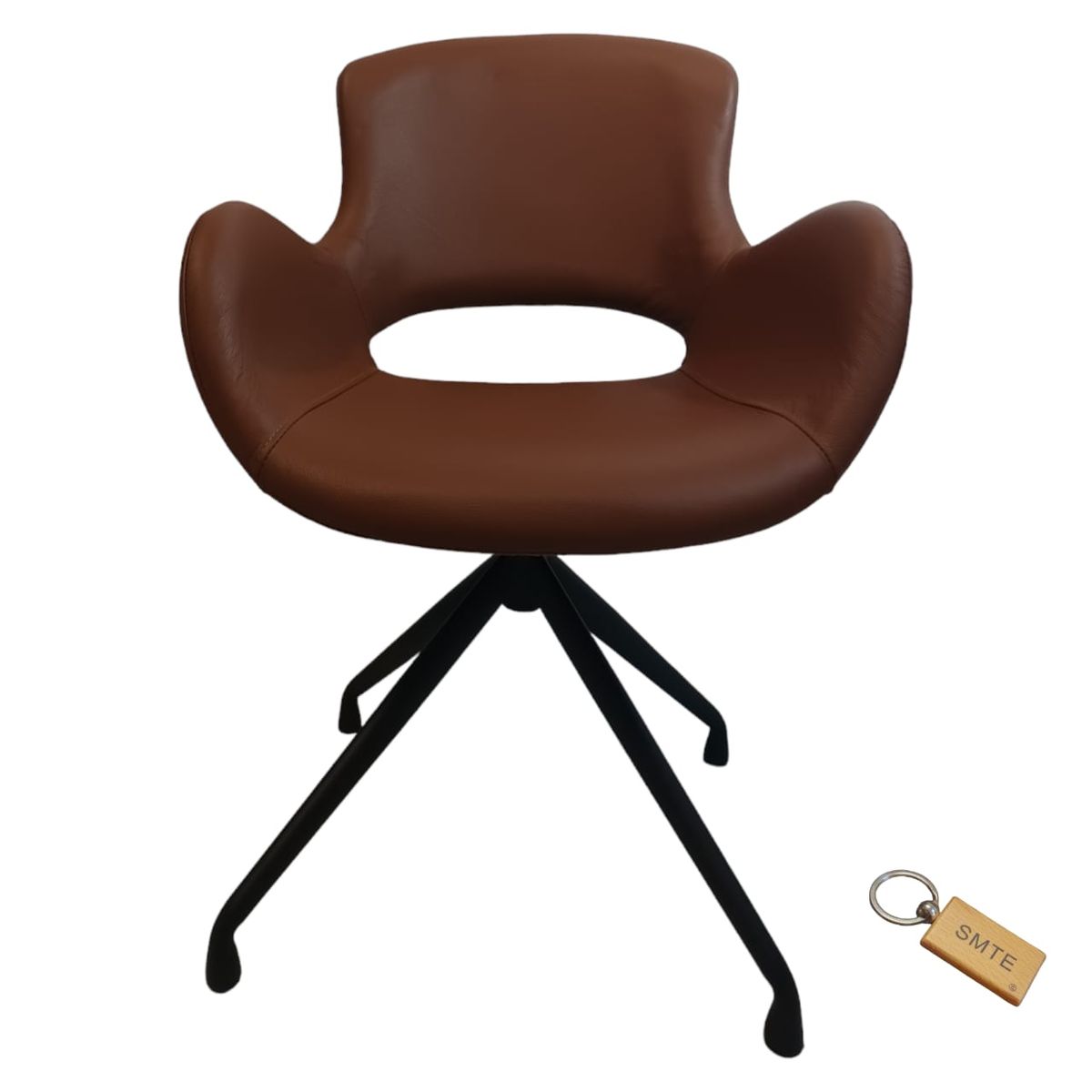 SMTE - Reather Dining Chair: Comfort for Your Dining Experience+ KeyringDark Brown