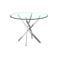 SMTE - Dining Tables Glass With Silver Chrome Legs