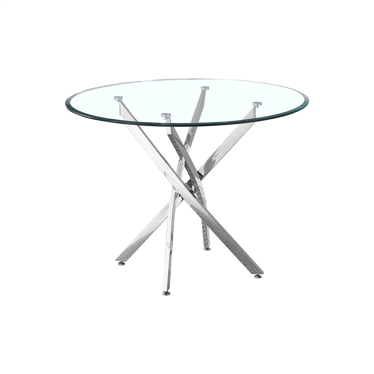 SMTE - Dining Tables Glass With Silver Chrome Legs