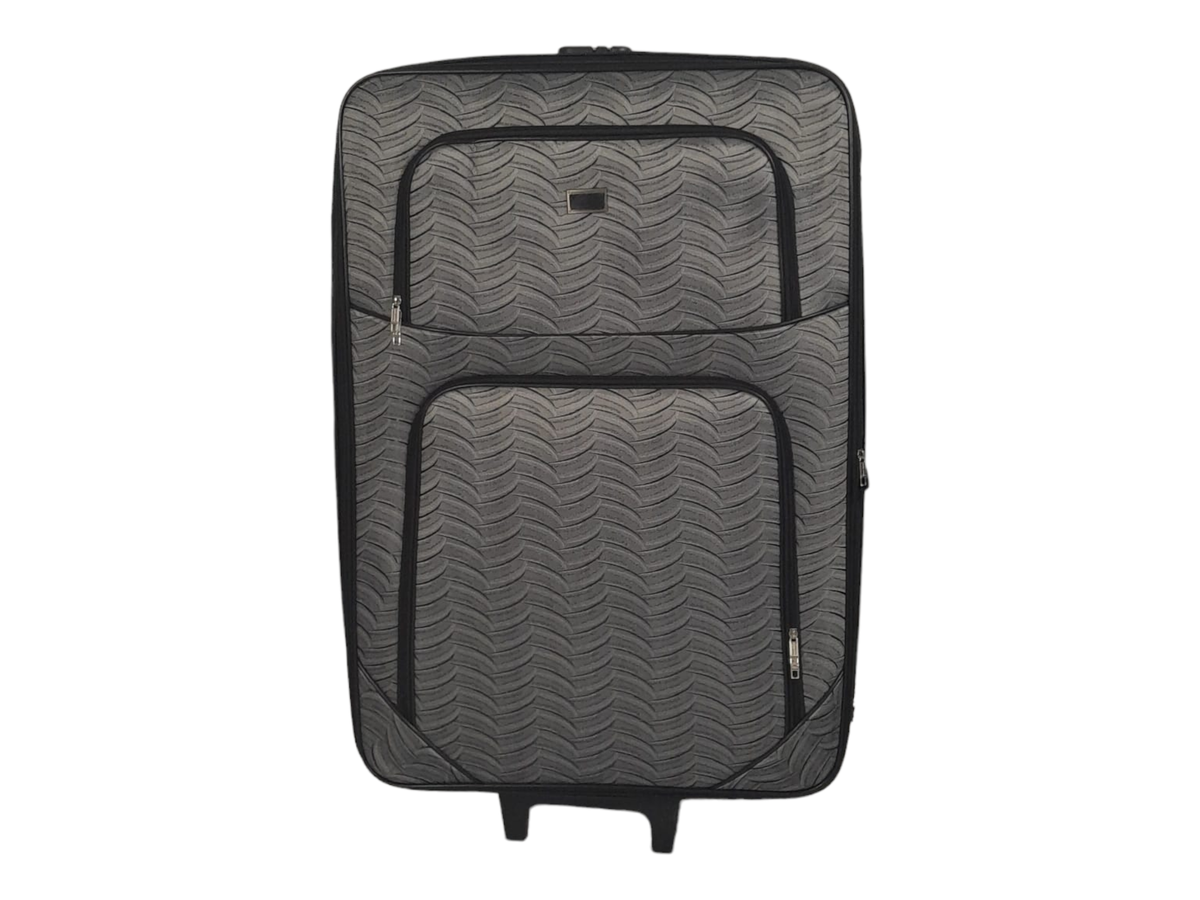 SMTE - Trolley 1 Piece Fabric Travel Luggage Spinner-Grey - 68 cm