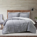 SMTE - 3 Piece Fleece Comforter Set - Grey