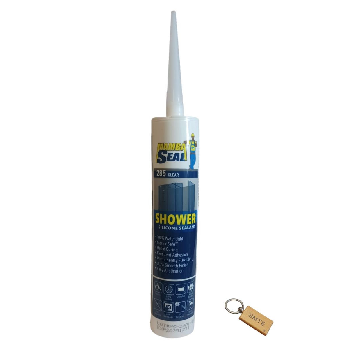 SMTE - 280ml Clear Shower Silicone Sealant set of 1 + KeyRing