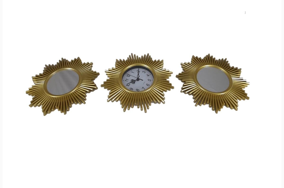 SMTE - Gold Battery Powered Analogue Wall Clock Set-C3P01