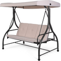 SMTE - Tangkula 3 Seats Converting Patio SwingBeige